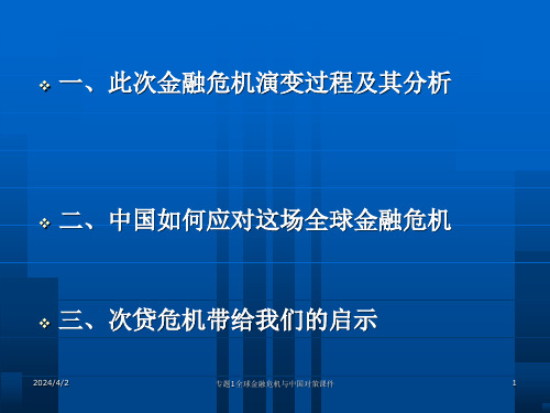 专题1全球金融危机与中国对策课件