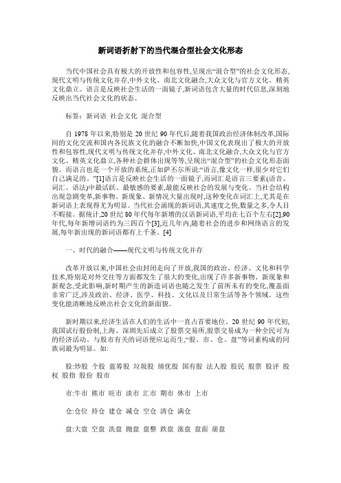 新词语折射下的当代混合型社会文化形态