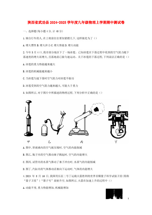 陕西省武功县2024_2025学年度九年级物理上学期期中测试卷无答案