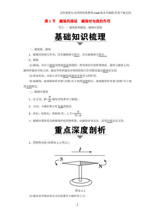 教师课件：2020届高三物理一轮复习第8章磁场第1节磁场的描述磁场对电流的作用教师用书