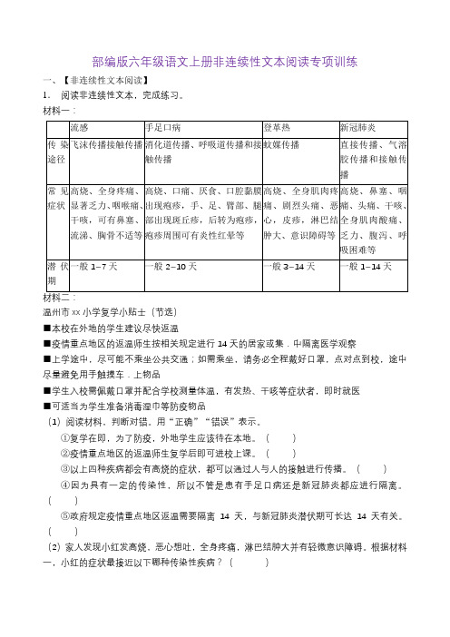 部编版六年级语文上册非连续性文本阅读专项训练(含答案) (5)