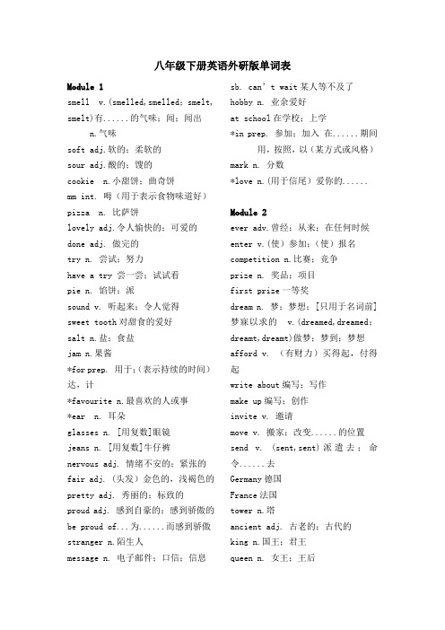 八年级下册英语外研版单词表