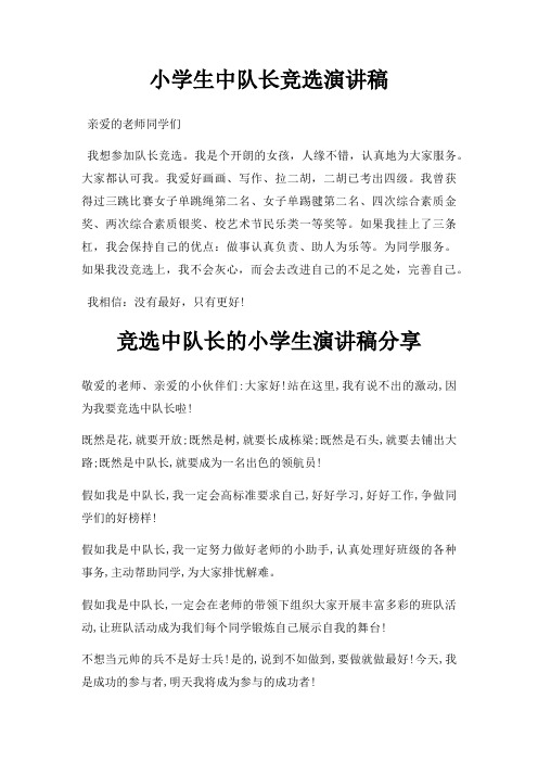 小学生中队长竞选演讲稿三篇