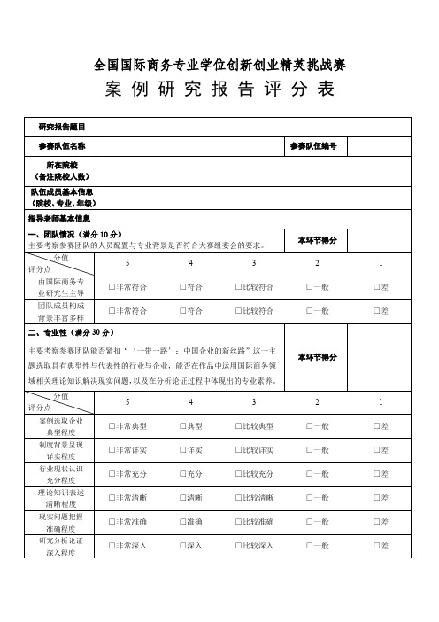 全国商务案例大赛评分表