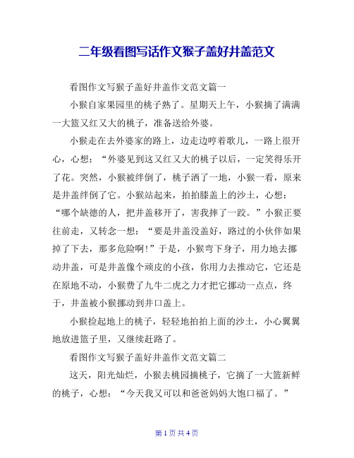 二年级看图写话作文猴子盖好井盖范文