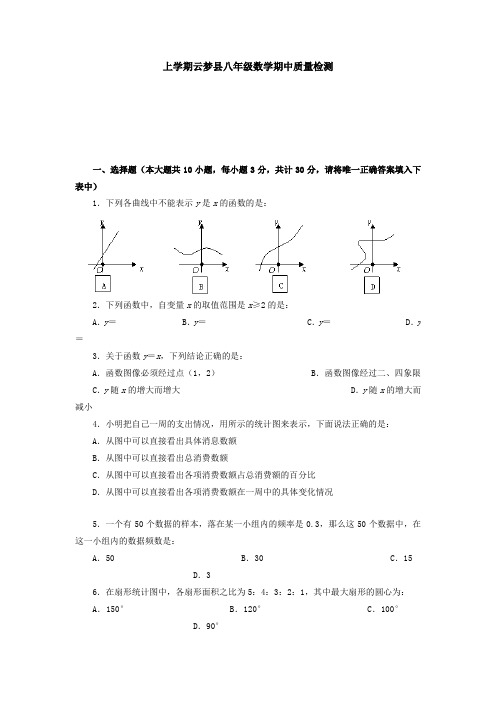 上学期云梦县八年级数学期中质量检测题.doc