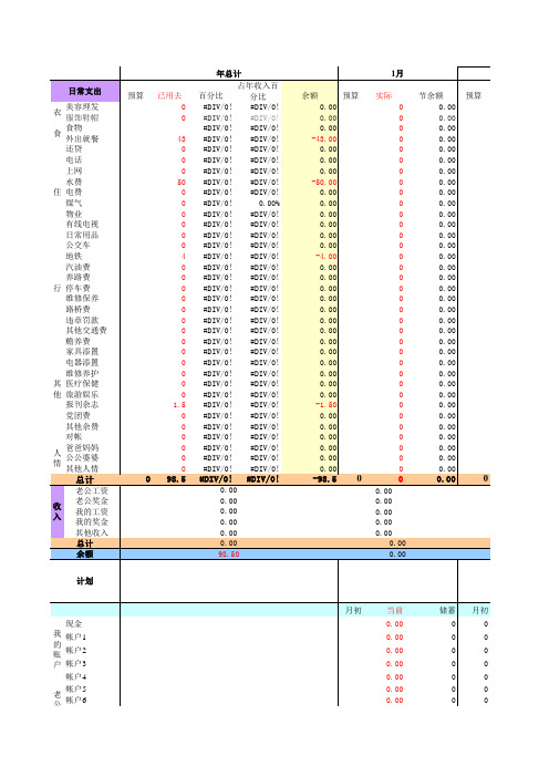 微软美女做的个人开支记账表珍藏珍藏