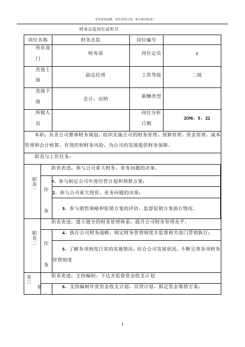 财务总监岗位说明书42969