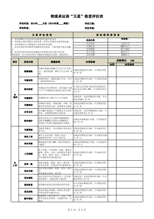 物流承运商检查评估表