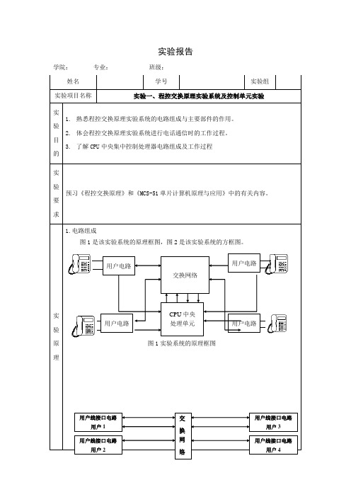 程控交换原理实验系统及控制单元实验