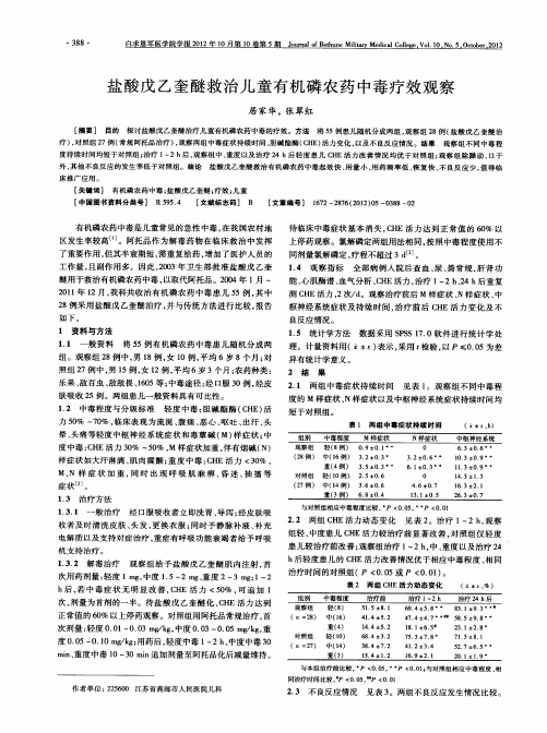 盐酸戊乙奎醚救治儿童有机磷农药中毒疗效观察