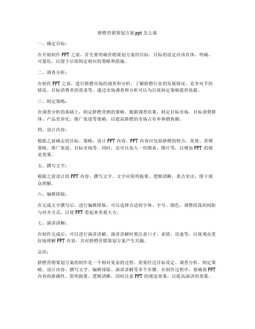 脐橙营销策划方案ppt怎么做