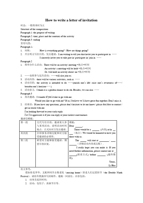 高三一轮复习英语作文邀请信