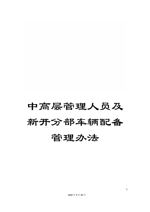 中高层管理人员及新开分部车辆配备管理办法