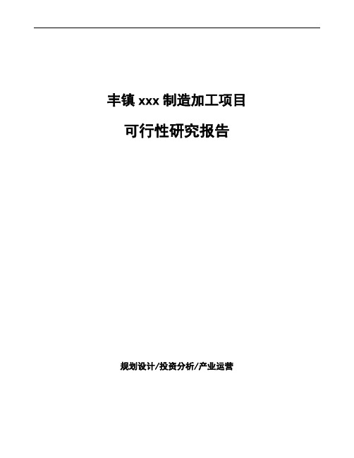 丰镇项目可行性研究报告(投资计划书)