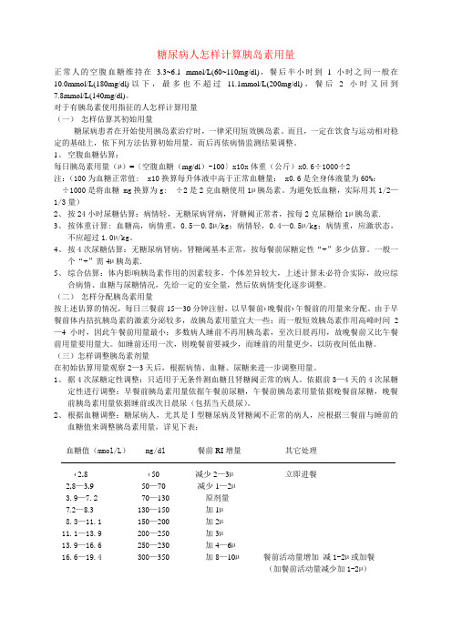 糖尿病人怎样计算胰岛素用量