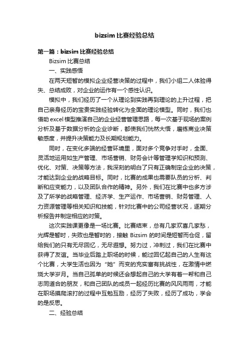 bizsim比赛经验总结