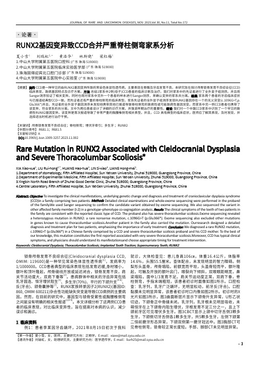 RUNX2基因变异致CCD合并严重脊柱侧弯家系分析