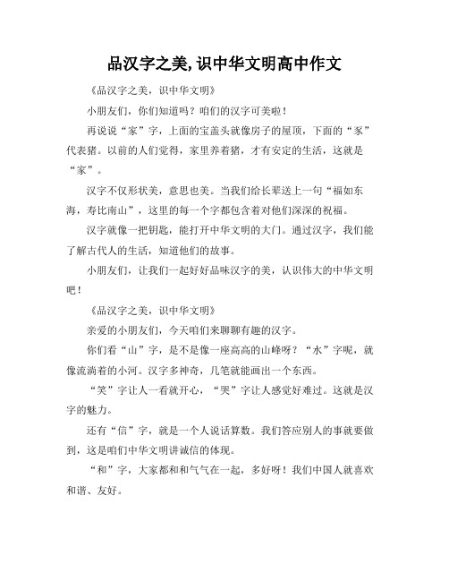 品汉字之美,识中华文明高中作文