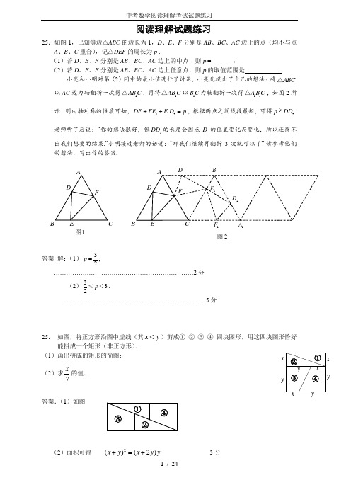 中考数学阅读理解考试试题练习