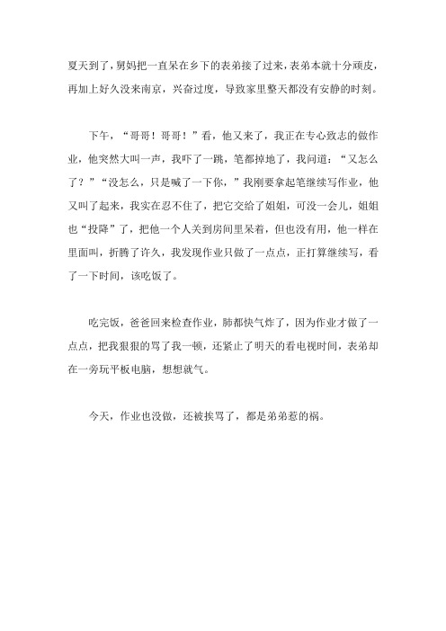 都是弟弟惹的祸作文400字五年级