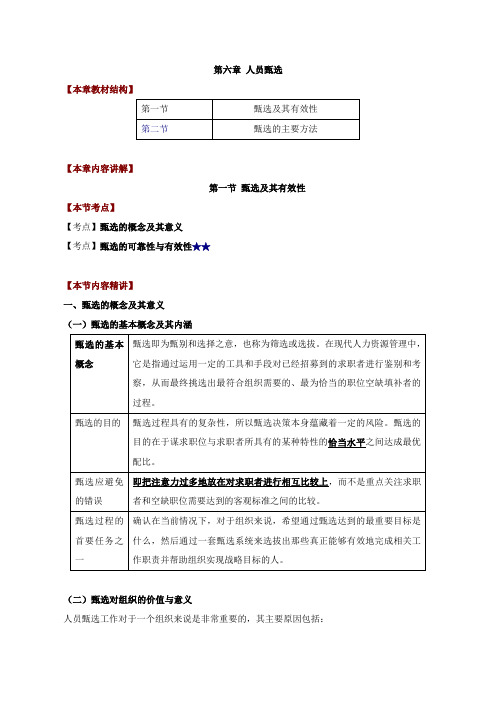 第六章人员甄选-第一节甄选及其有效性