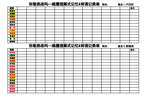 背诵默写检查登记表