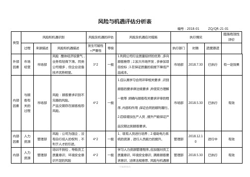 风险与机遇评估分析表