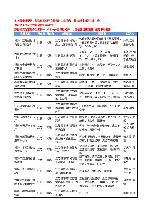 2020新版江苏省常熟工程塑料工商企业公司名录名单黄页联系方式大全46家