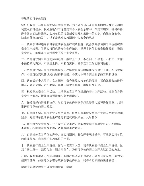 实习个人安全承诺书模板