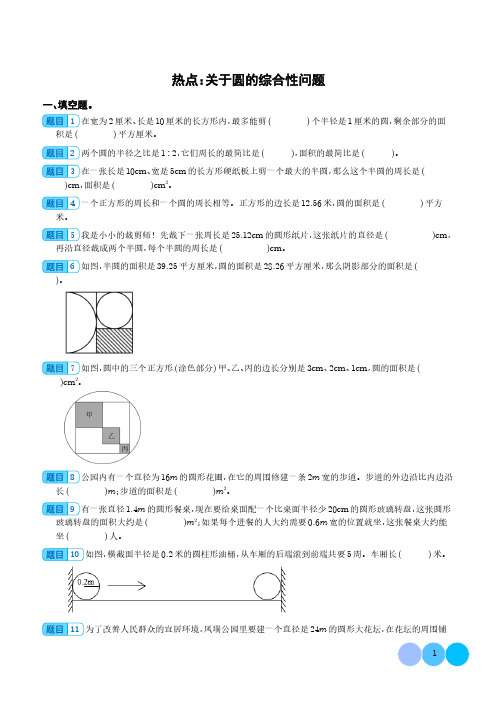 热点：关于圆的综合性问题-2024年小升初数学(学生版)