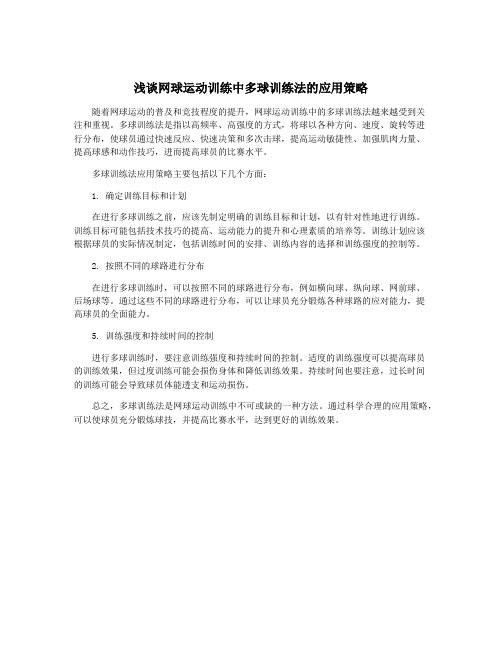 浅谈网球运动训练中多球训练法的应用策略