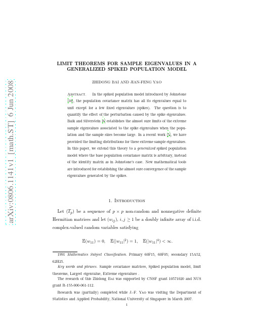 Limit theorems for sample eigenvalues in a generalized spiked population model