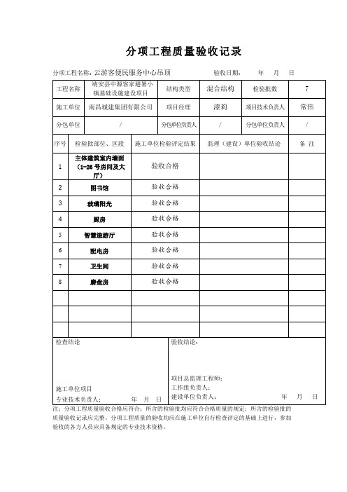 暗明龙骨吊顶工程检验批质量验收记录