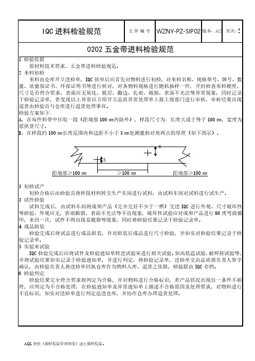 五金带进料检验规范