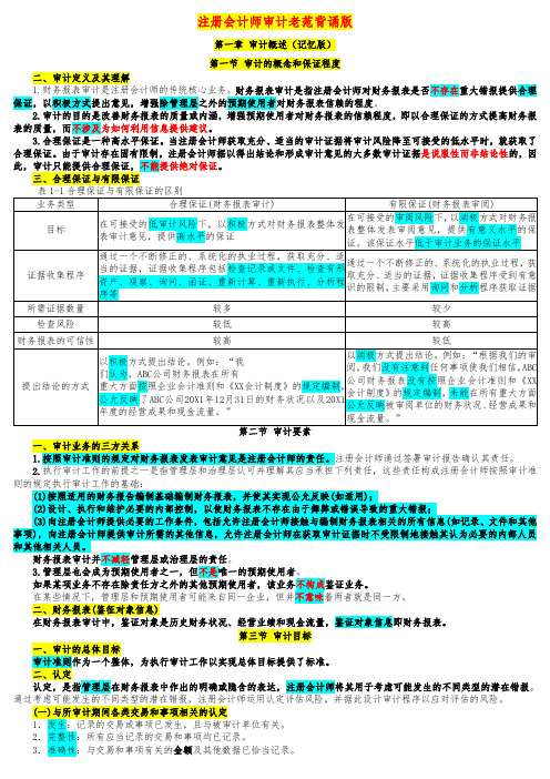 2017年注册会计师CPA审计背诵记忆版老范出品全网独一份