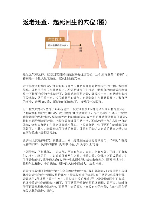 返老还童起死回生的穴位