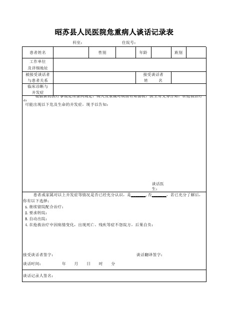 41危重病人谈话记录