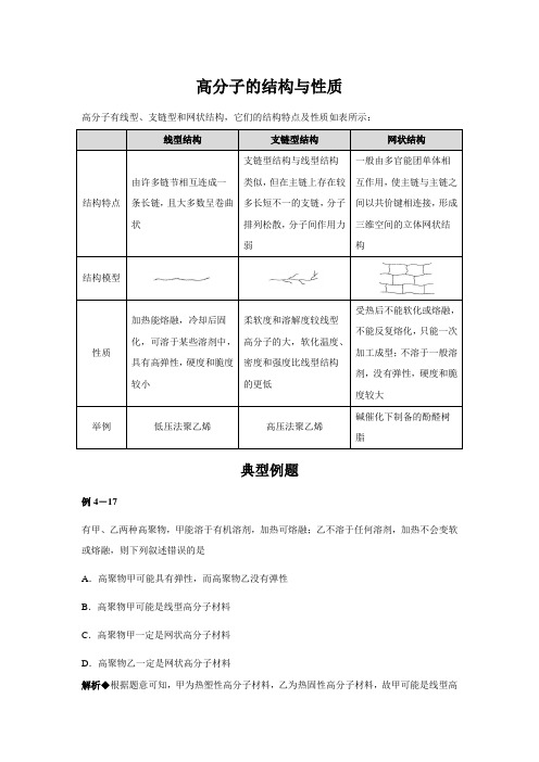 【知识解析】高分子的结构与性质