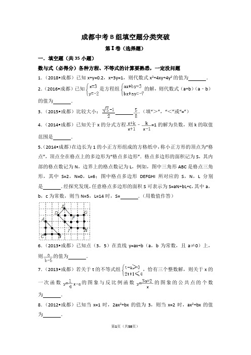 成都中考B卷分类突破专题：填空题(含解析)难题