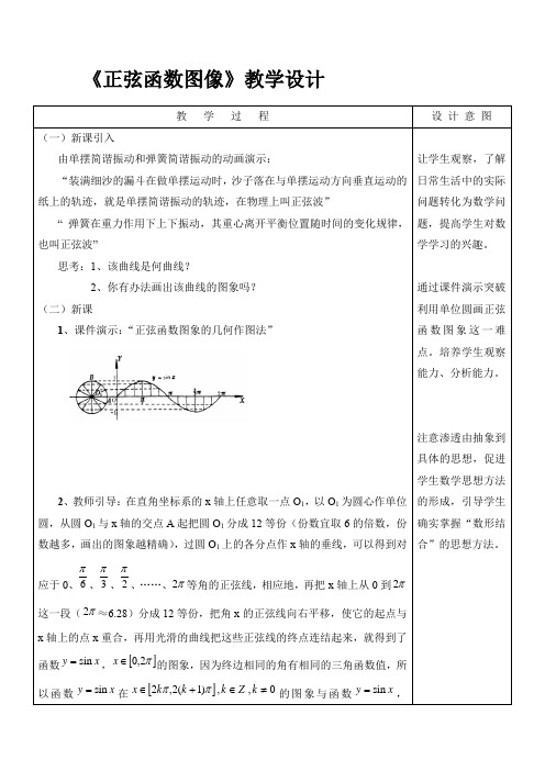 高中数学_正弦函数图像教学设计学情分析教材分析课后反思