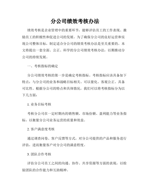 分公司绩效考核办法