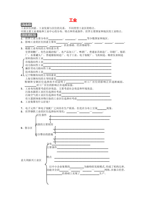 高中地理高考复习专题教案工业