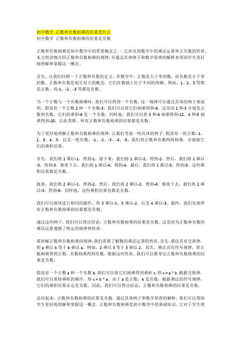 初中数学 正数和负数相乘的结果是什么