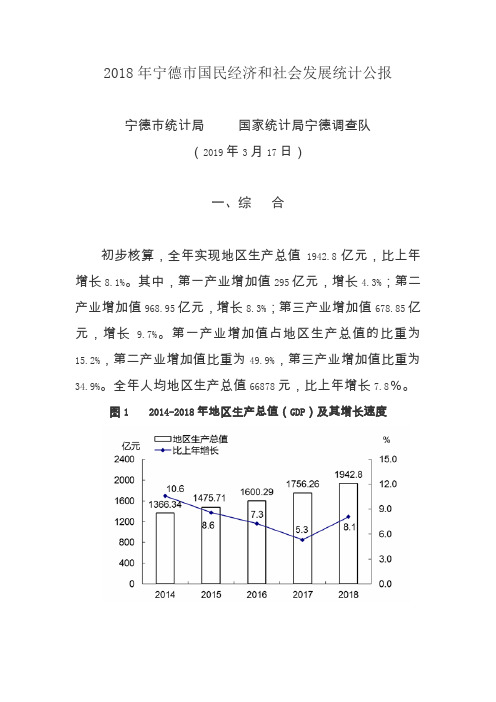 2018年宁德市国民经济和社会发展统计公报