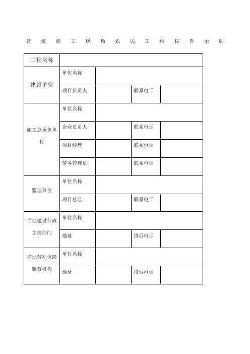 农民工维权公示牌