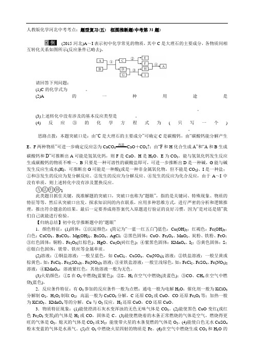 人教版化学河北中考考点：题型复习(五) 框图推断题(中考第31题)