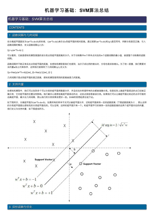 机器学习基础：SVM算法总结