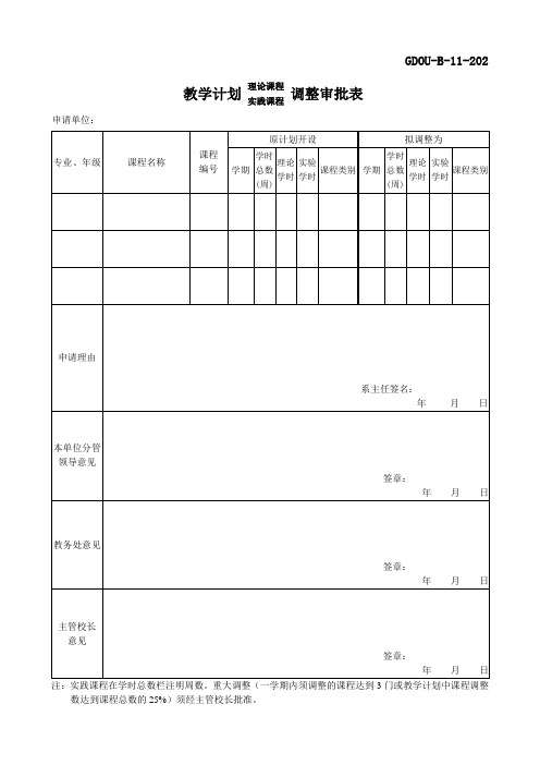 教学计划调整表