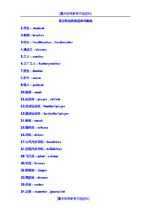 [参考实用]表示职业的英语单词集锦